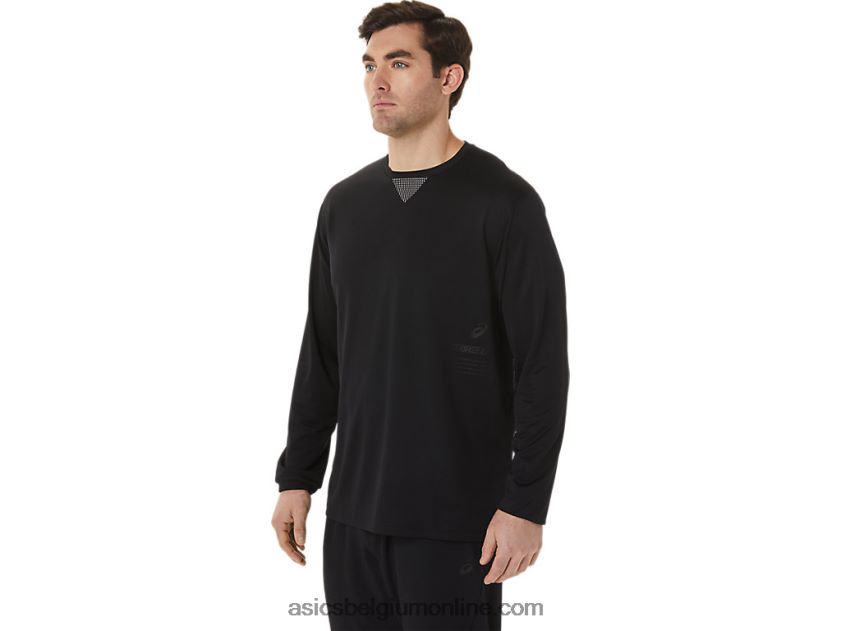 actibreeze verkoelende jacquardtop met lange mouwen voor heren V6HXR2991 prestatie zwart Asics