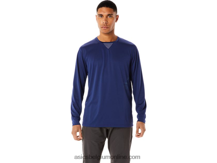 actibreeze verkoelende jacquardtop met lange mouwen voor heren V6HXR2992 diepe oceaan Asics