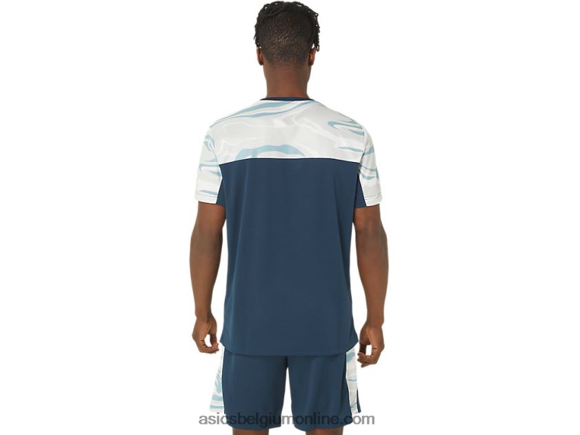 bloktop met korte mouwen V6HXR266 franse blauw/polaire tint Asics