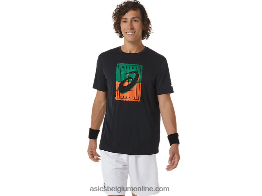court gs graphic heren-T-shirt V6HXR2450 prestatie zwart Asics