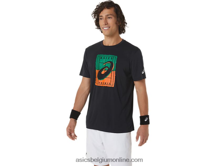 court gs graphic heren-T-shirt V6HXR2450 prestatie zwart Asics