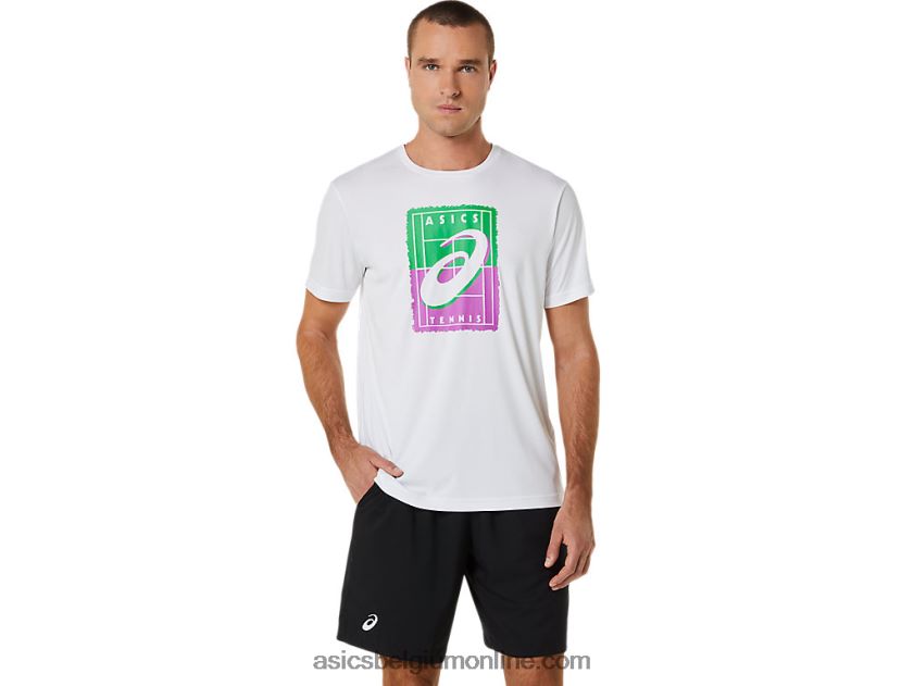 court gs graphic heren-T-shirt V6HXR2525 briljant wit Asics