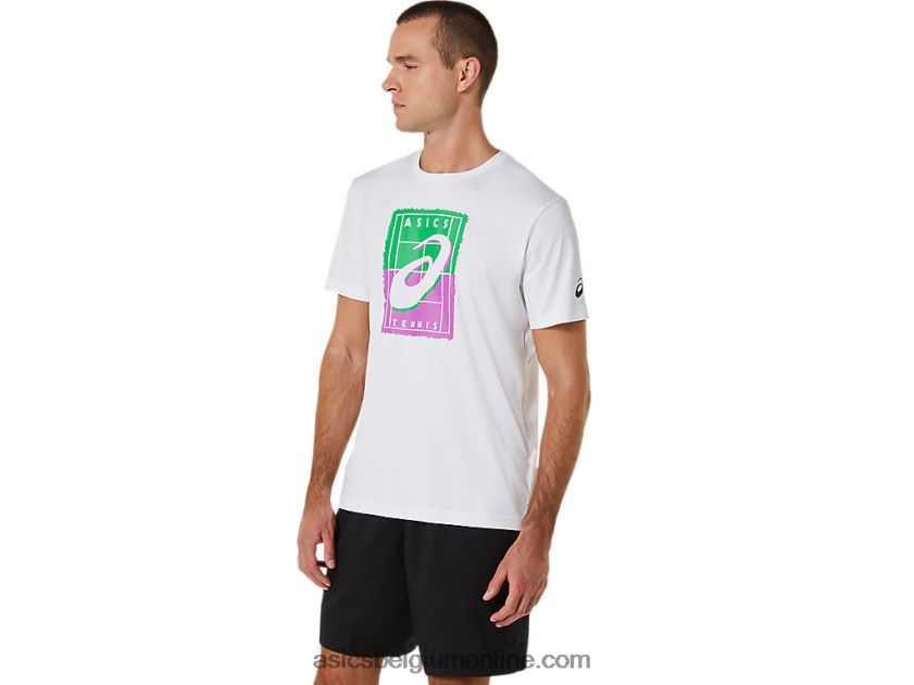 court gs graphic heren-T-shirt V6HXR2525 briljant wit Asics