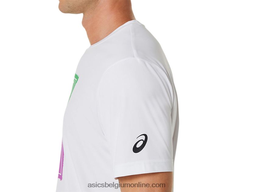 court gs graphic heren-T-shirt V6HXR2525 briljant wit Asics