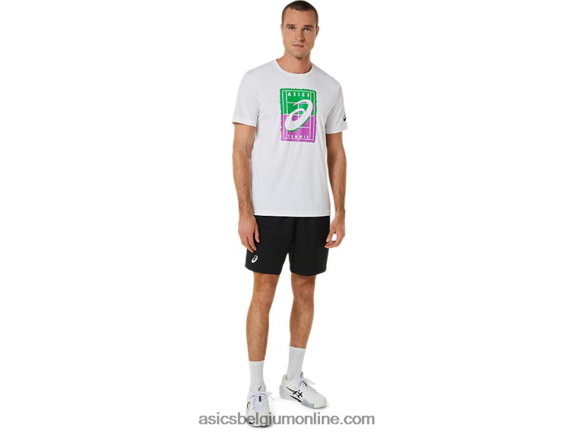 court gs graphic heren-T-shirt V6HXR2525 briljant wit Asics