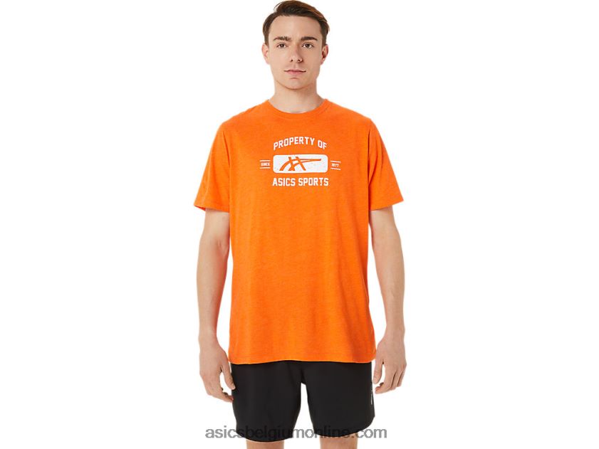 eigenschap met korte mouwen van sport-T-shirt V6HXR21269 goudsbloem oranje heide Asics