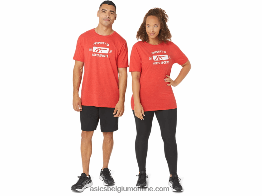 eigenschap met korte mouwen van sport-T-shirt V6HXR2140 klassieke rode heide Asics