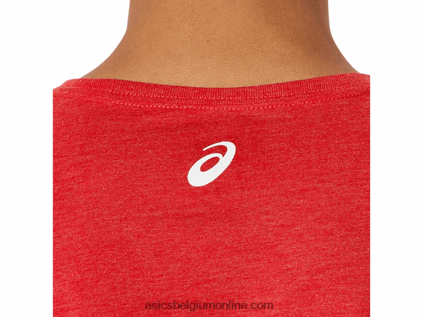 eigenschap met korte mouwen van sport-T-shirt V6HXR2140 klassieke rode heide Asics