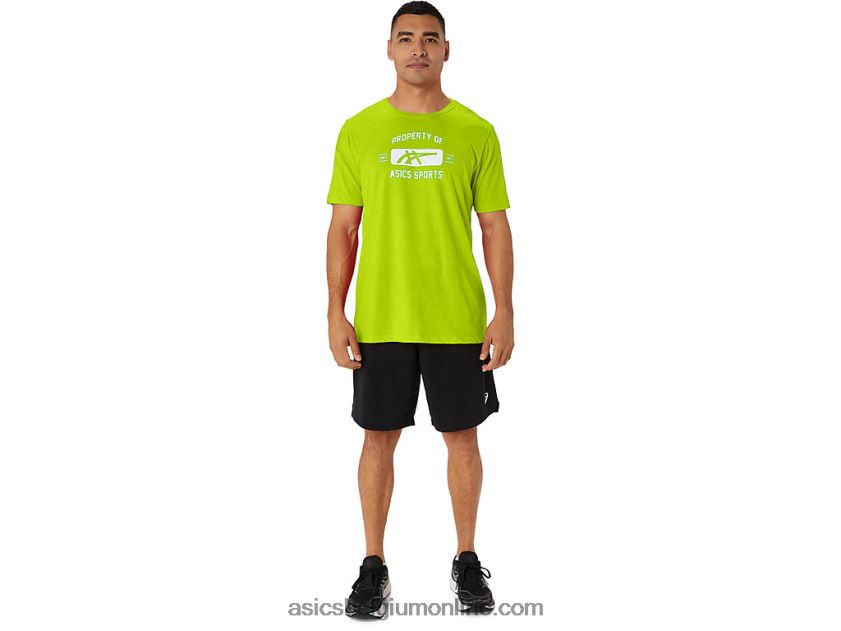 eigenschap met korte mouwen van sport-T-shirt V6HXR214 limoenschil Asics