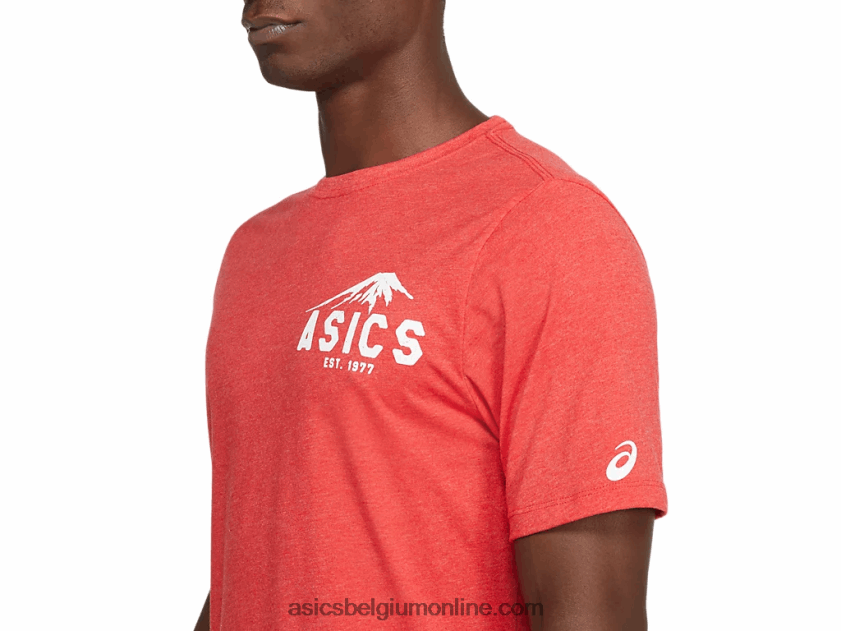 fuji-t-shirt uit 1977 V6HXR22082 klassieke rode heide Asics