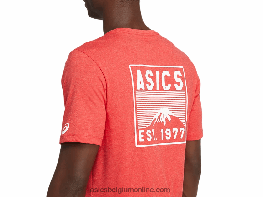 fuji-t-shirt uit 1977 V6HXR22082 klassieke rode heide Asics