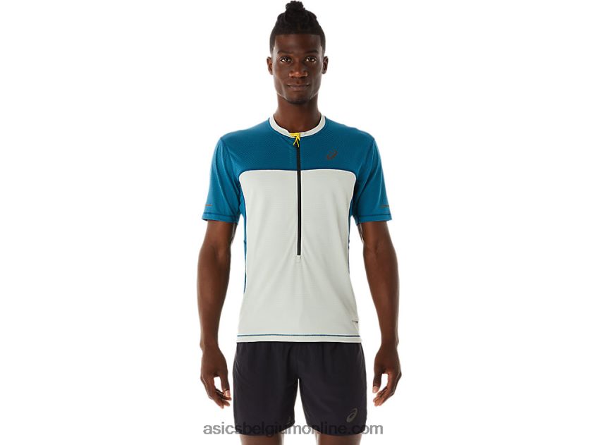 fujitrail herentop met korte mouwen V6HXR2465 inkt groenblauw/licht salie Asics