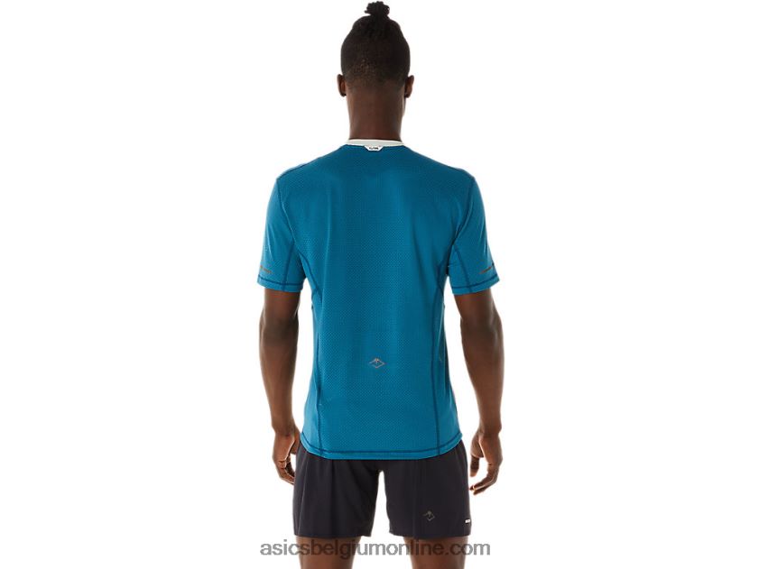 fujitrail herentop met korte mouwen V6HXR2465 inkt groenblauw/licht salie Asics