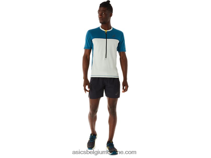 fujitrail herentop met korte mouwen V6HXR2465 inkt groenblauw/licht salie Asics