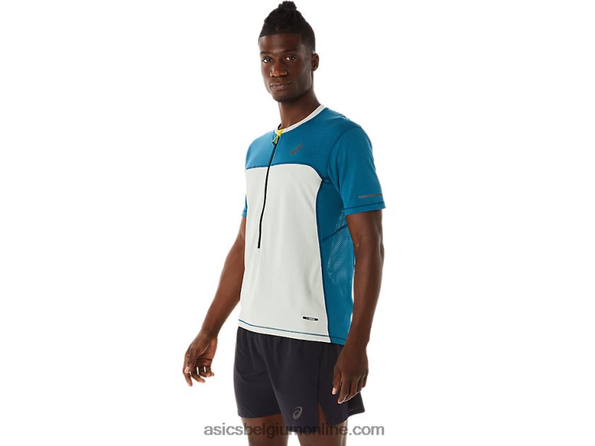 fujitrail herentop met korte mouwen V6HXR2465 inkt groenblauw/licht salie Asics