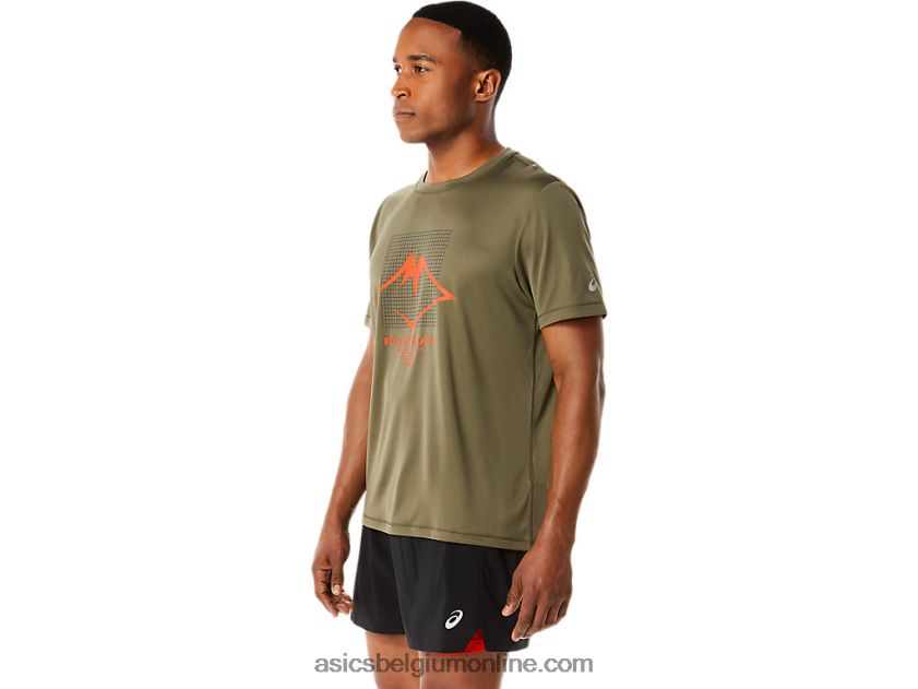 fujitrail-top met korte mouwen voor heren V6HXR21091 mantel groen Asics