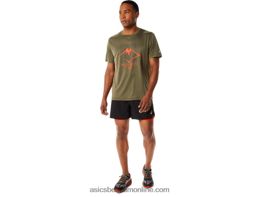 fujitrail-top met korte mouwen voor heren V6HXR21091 mantel groen Asics