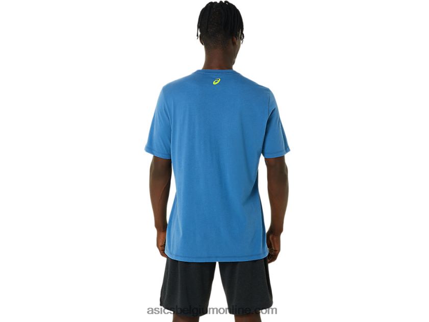 gestreept T-shirt met korte mouwen V6HXR21085 azuur Asics