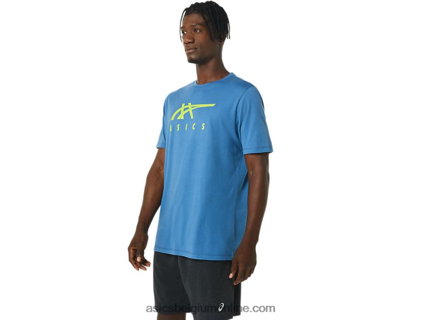 gestreept T-shirt met korte mouwen V6HXR21085 azuur Asics