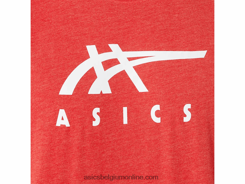 gestreept T-shirt met korte mouwen V6HXR21255 klassieke rode heide Asics