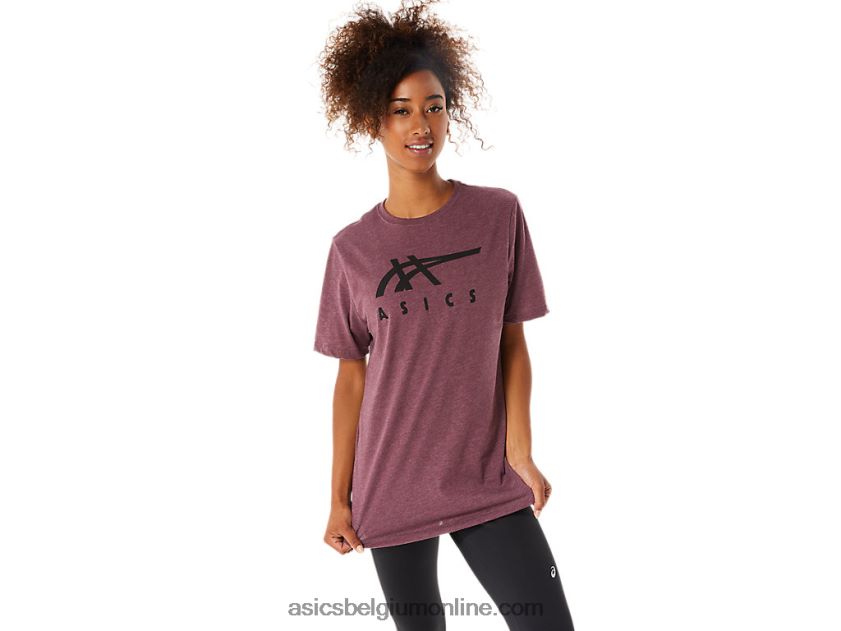 gestreept T-shirt met korte mouwen V6HXR21643 diepe marsheide Asics