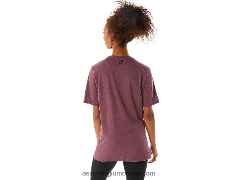 gestreept T-shirt met korte mouwen V6HXR21643 diepe marsheide Asics
