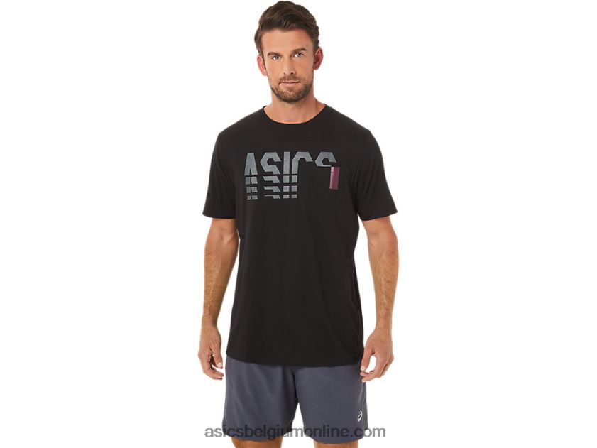 gestreept T-shirt met korte mouwen V6HXR21650 prestatie zwart Asics
