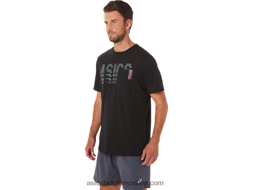 gestreept T-shirt met korte mouwen V6HXR21650 prestatie zwart Asics