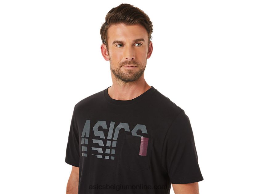 gestreept T-shirt met korte mouwen V6HXR21650 prestatie zwart Asics
