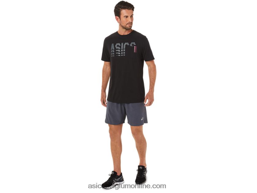 gestreept T-shirt met korte mouwen V6HXR21650 prestatie zwart Asics