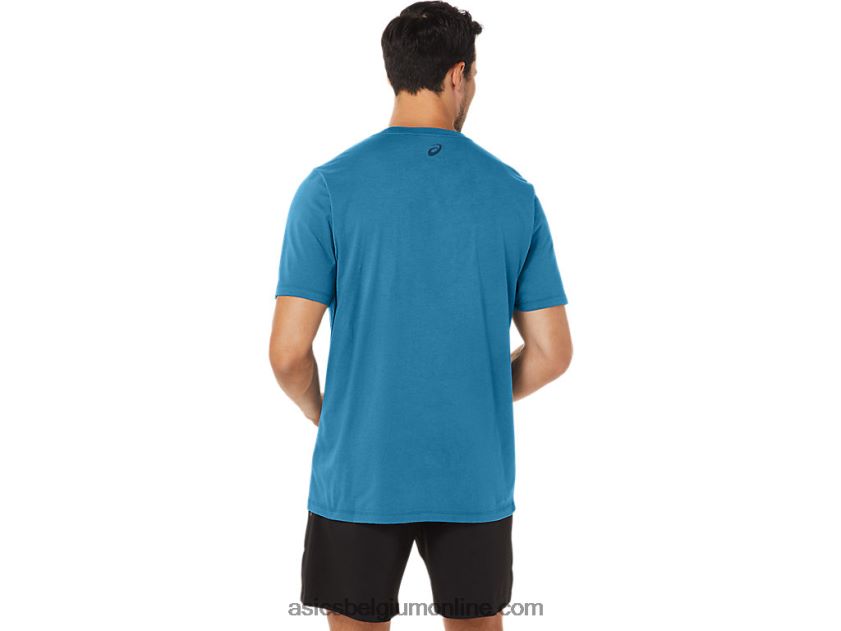 gestreept T-shirt met korte mouwen V6HXR2166 eiland blauwe heide Asics