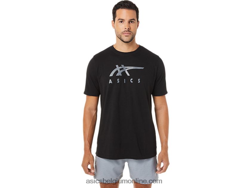 gestreept T-shirt met korte mouwen V6HXR21716 prestatie zwart Asics