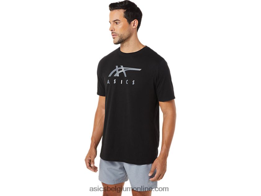 gestreept T-shirt met korte mouwen V6HXR21716 prestatie zwart Asics