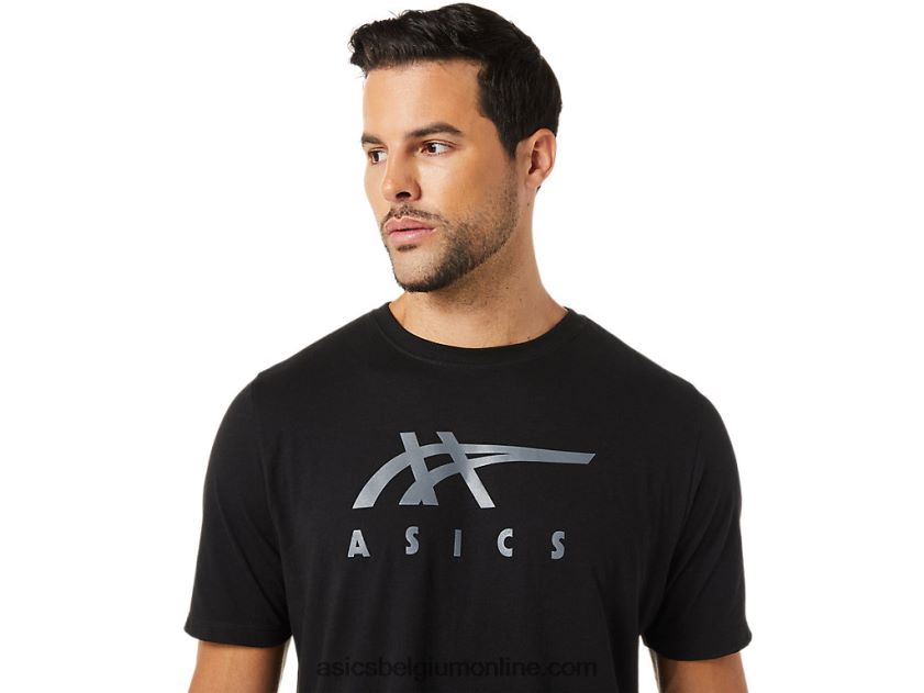 gestreept T-shirt met korte mouwen V6HXR21716 prestatie zwart Asics