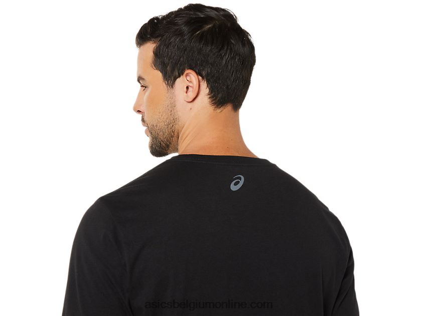 gestreept T-shirt met korte mouwen V6HXR21716 prestatie zwart Asics
