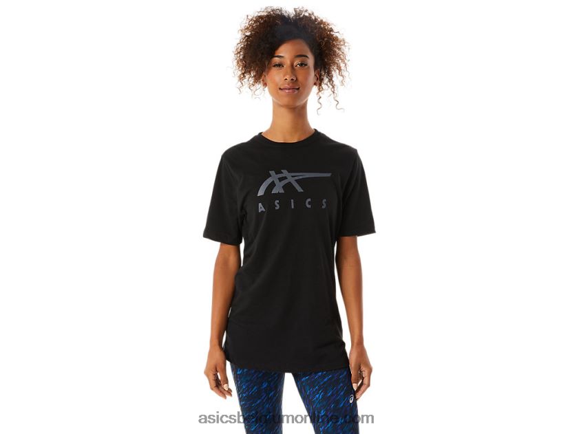 gestreept T-shirt met korte mouwen V6HXR21716 prestatie zwart Asics