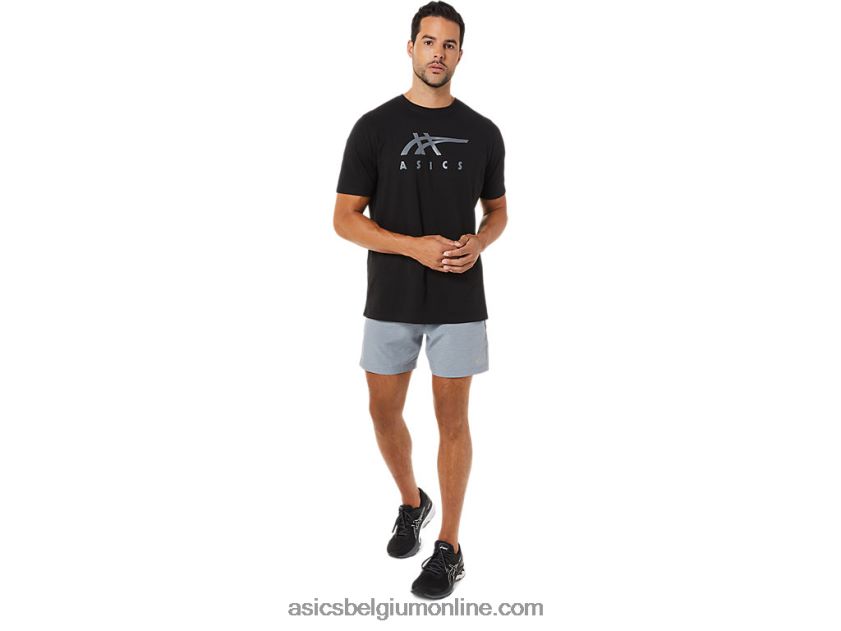 gestreept T-shirt met korte mouwen V6HXR21716 prestatie zwart Asics