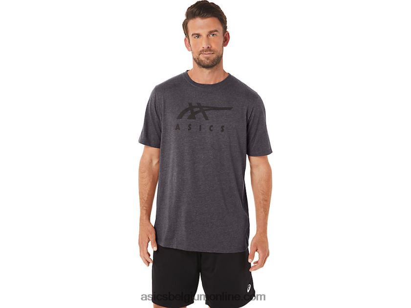 gestreept T-shirt met korte mouwen V6HXR219 donkergrijze heide Asics