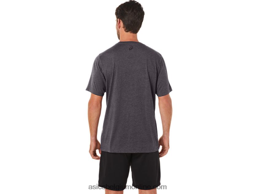 gestreept T-shirt met korte mouwen V6HXR219 donkergrijze heide Asics