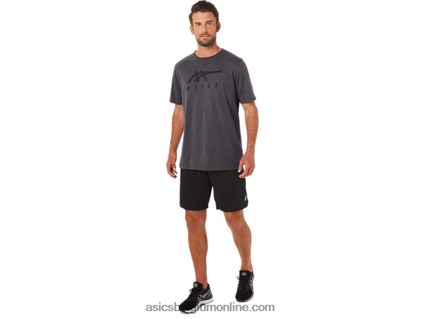 gestreept T-shirt met korte mouwen V6HXR219 donkergrijze heide Asics