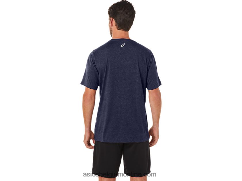 gestreept T-shirt met korte mouwen V6HXR223 peacoat heide Asics