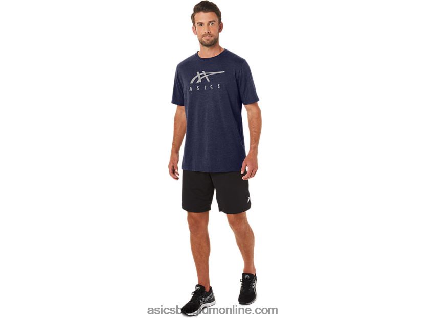 gestreept T-shirt met korte mouwen V6HXR223 peacoat heide Asics