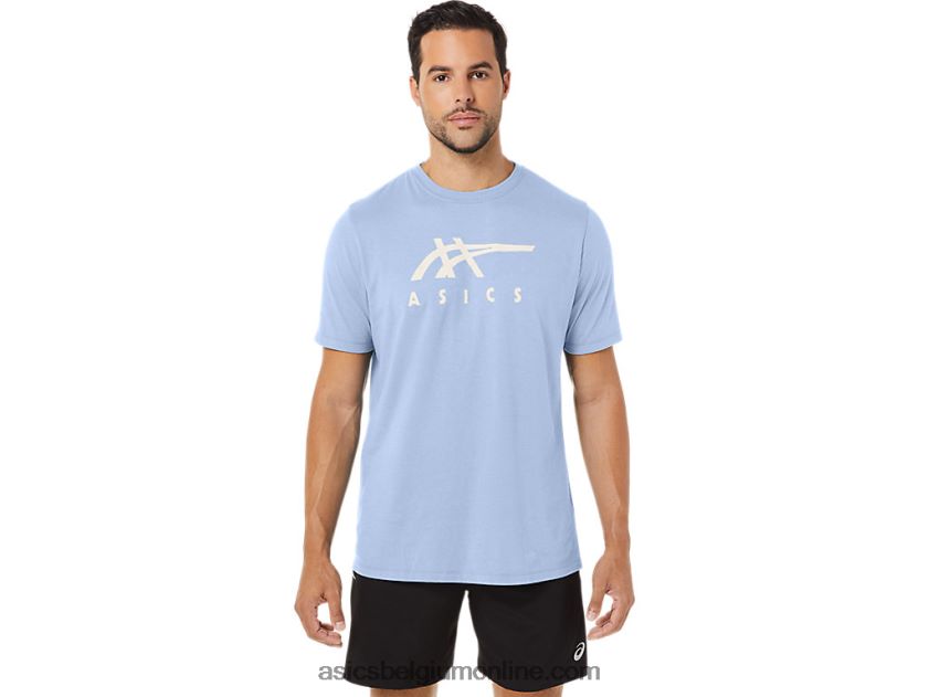 gestreept T-shirt met korte mouwen V6HXR228 zachte lucht Asics