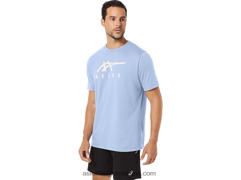 gestreept T-shirt met korte mouwen V6HXR228 zachte lucht Asics