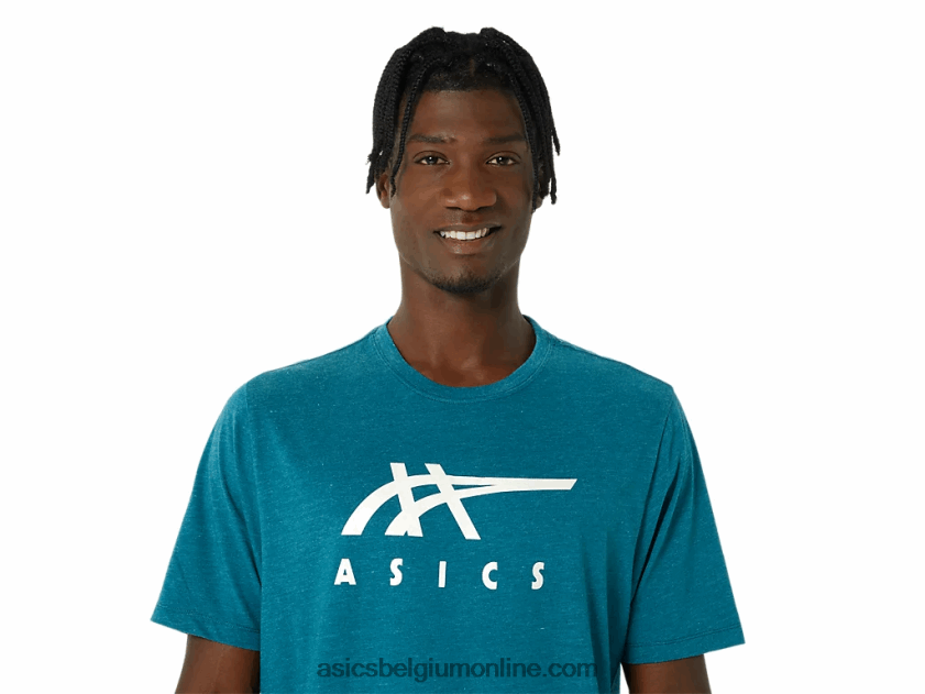 gestreept T-shirt met korte mouwen V6HXR2802 fluwelen dennenheide Asics
