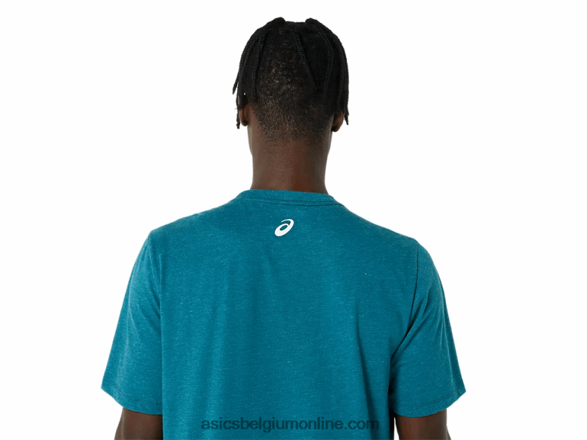 gestreept T-shirt met korte mouwen V6HXR2802 fluwelen dennenheide Asics