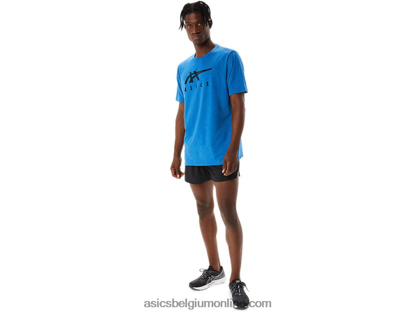 gestreept T-shirt met korte mouwen V6HXR2850 meer rijden heide Asics