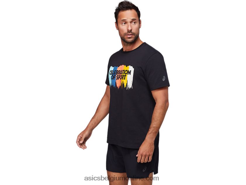 grafische top met korte mouwen V6HXR21757 prestatie zwart Asics
