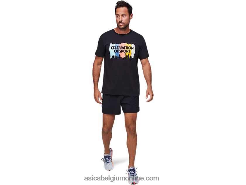 grafische top met korte mouwen V6HXR21757 prestatie zwart Asics