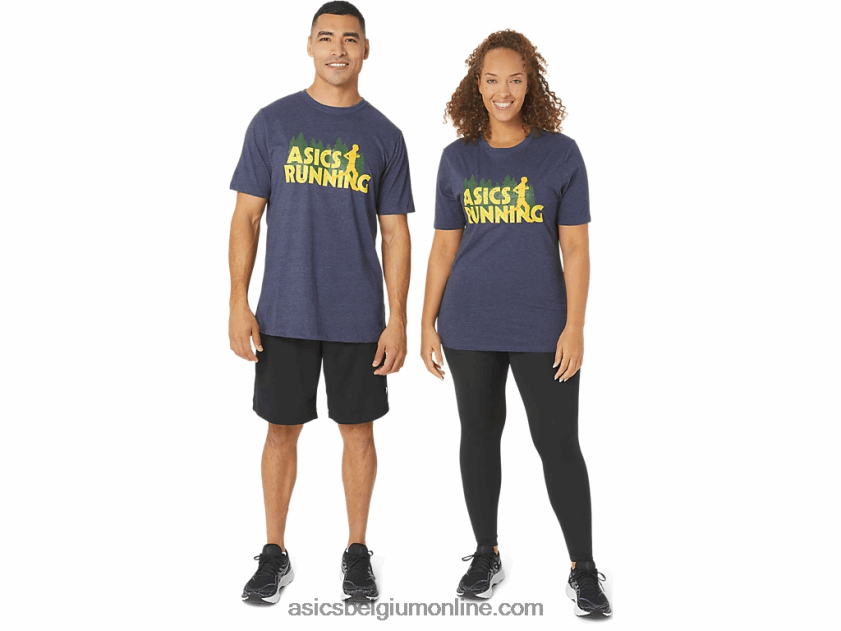 groenblijvend trailrun-T-shirt V6HXR2803 peacoat heide Asics